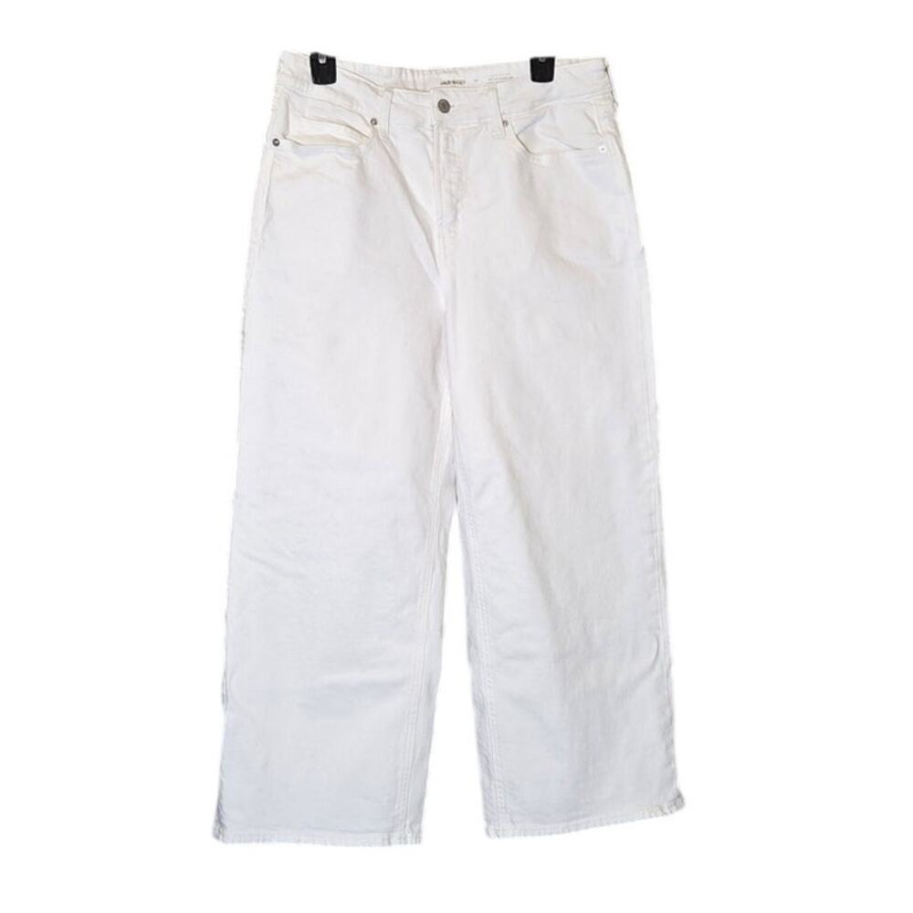 Old Navy Cropped Length Extra High Rise Wide Leg Jeans sz 10 White